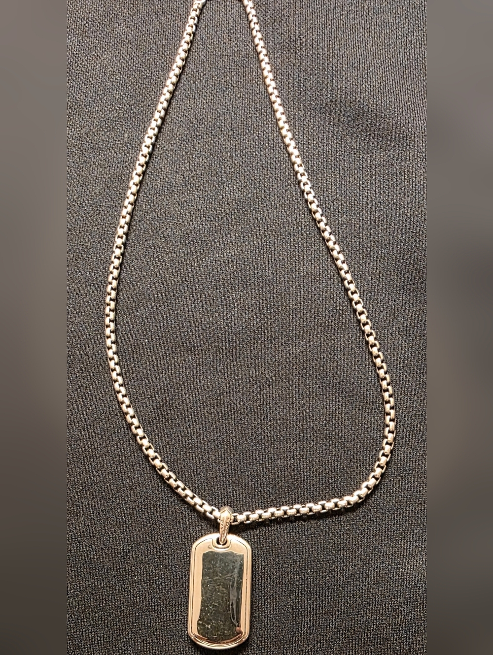 David Yurman Black Onyx Dog Tag Pendant Necklace. Yurman Box Chain 22"L × 2.7mmW - Picture 6 of 6